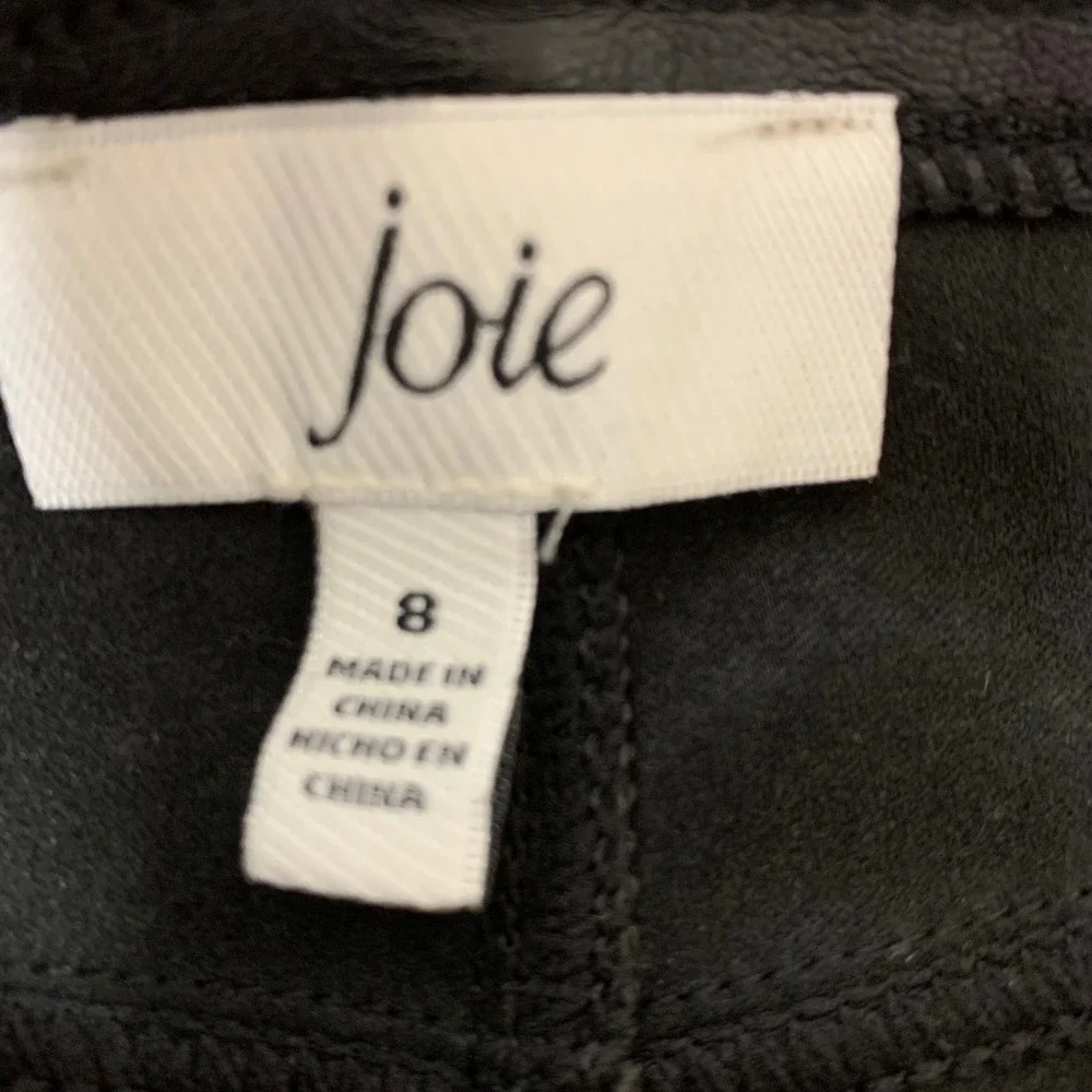 Joie Faux Leather Pants Womens 8 Black Excellent Straight Leg Vegan 5-Pocket